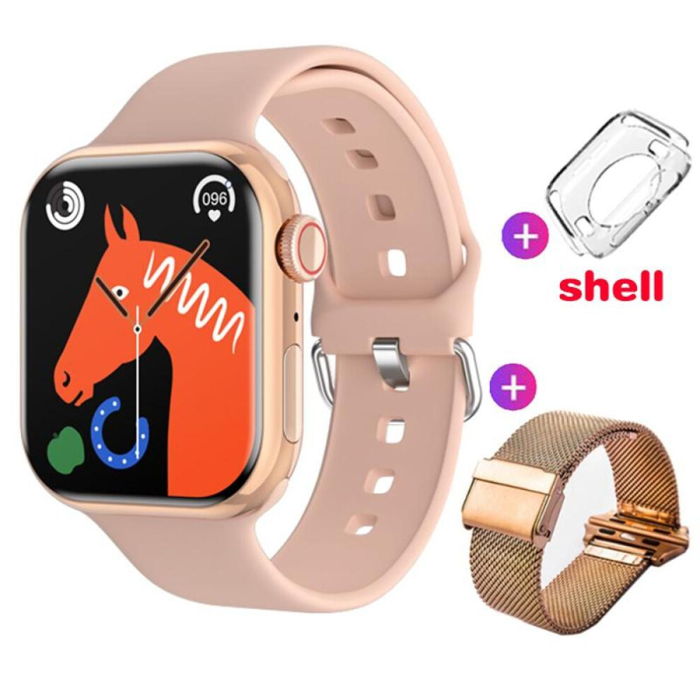 (pink, Milan mesh steel) Smart Watch Women Ultra Series 9 Nfc Smartwatch Men Bt Call Waterproof Wireless Charging 2.05 Inch Screen For Watch 9