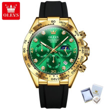 (green) OLEVS Luxury Men Watch Quartz Man Watches Waterproof Luminous Top Brand Watch for Men Date Chronograph Sport Wristwatch