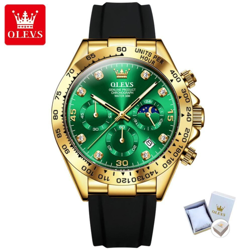 (green) OLEVS Luxury Men Watch Quartz Man Watches Waterproof Luminous Top Brand Watch for Men Date Chronograph Sport Wristwatch