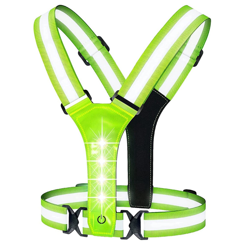 Led Reflective Running Vest,Adjustable Elastic Running Safety Gear Led Light Up Vest Perfect For Running,Walking,Cycling 4764074191236