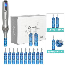 (M8S+10Pcs Nano RD) Dr.Pen Ultima M8S Professional Microneedle Micro Needle Scar Acne Removal MTS Derma Pen Microneedling With 12Pcs Cartridges Skin Care Beauty Device
