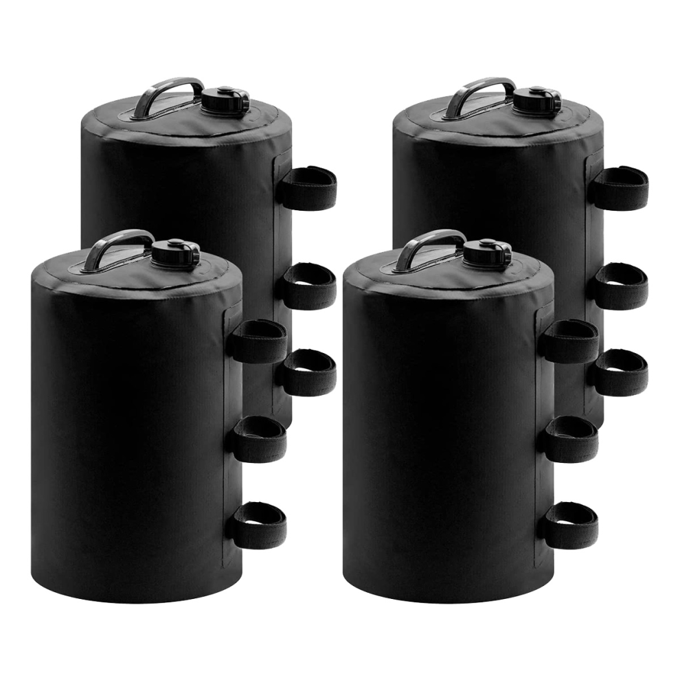 Lot de 4 poids d'eau pour auvent, poids d'eau pour tente de 10 L, poids d'auvent robustes, accessoires pour jambières (noir)