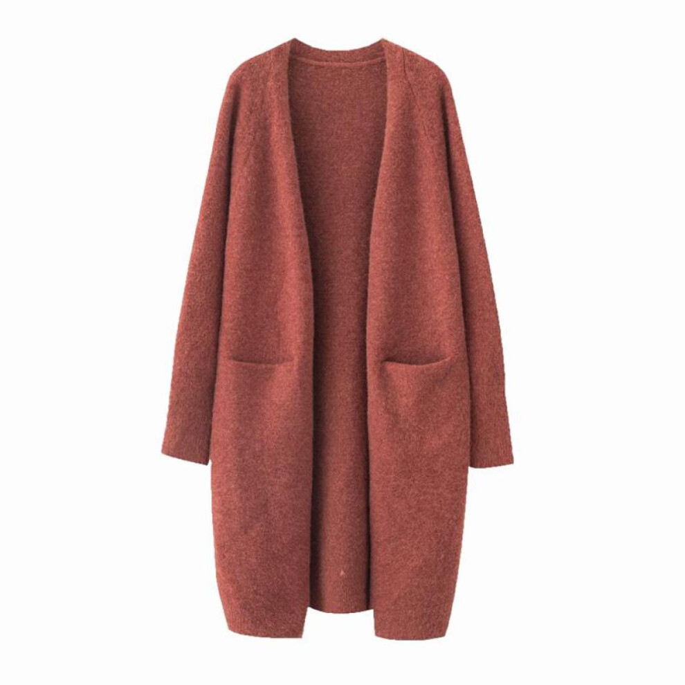 (orange, One Size) Lazy V-neck Oversize Long Sweater Cardigans Jacket Coat New Women Sweater Korea Cardigan Jacket Coat Outwear Top C-124