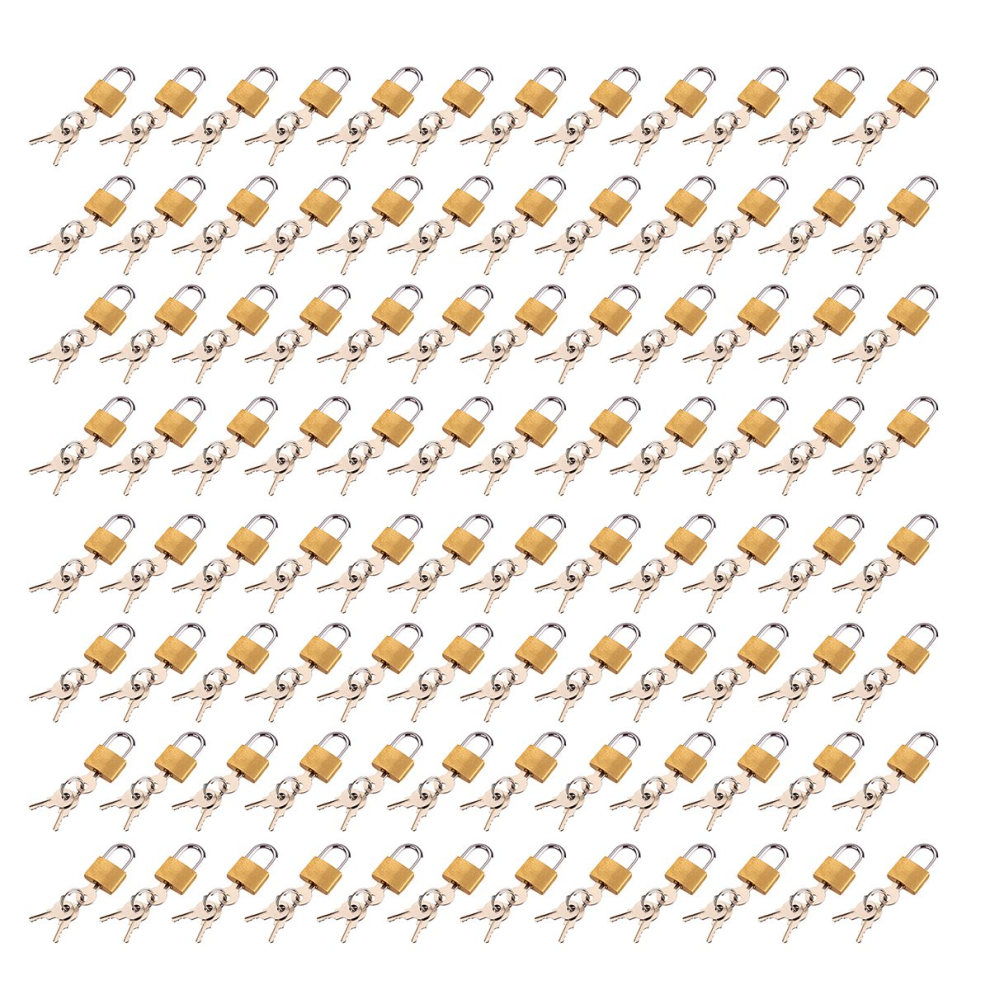 Mini cadenas petit cadenas en laiton massif avec clé pour serrure à bagages, sac à dos, casier de salle de sport, serrure de valise (96 pièces)