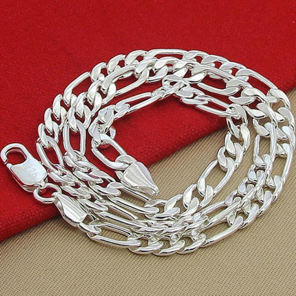 (65CM 26 inches) Solid 925 Stamped Silver Color Necklace For Men Classic 12mm Cuban Chain 18 -30 Inch Charm High Quality Fashion Jewelry Wedding