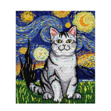 Sternennacht und Katzen, DIY-Kunstmuster, Kreuzstich-Stickerei, 11CT Stoff, Nadelfaden-Kits, Kinderzimmer-Dekor