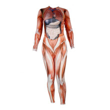 (136X41CM, Assorted Color) 1pc Halloween Cosplay Tight Long Sleeve Jumpsuit Body Muscle Jumpsuit (L/XL)