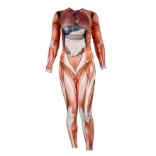 (138X44CM, Assorted Color) 1pc Halloween Cosplay Tight Long Sleeve Jumpsuit Body Muscle Jumpsuit (L/XL)