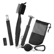 Golfschläger-Reinigungsset, einziehbare Golfbürste und 2 Golfschläger-Rillenschärfer für U- und V-Rillen, Golfschläger-Reinigungsset