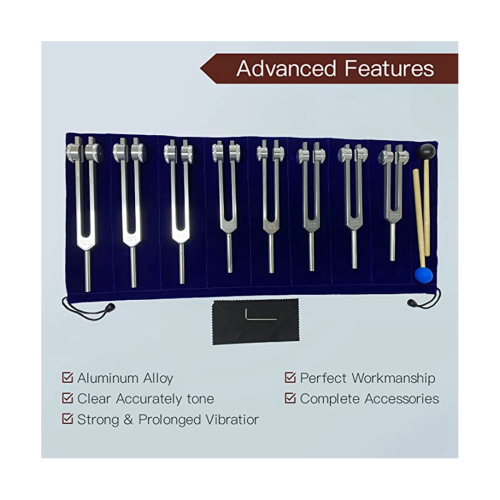 Chakra Tuning Fork Set for Healing, 8 Pieces Silver Chakra Tuning Fork for Meditation 1