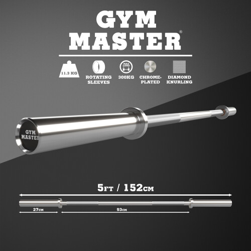 (5ft Olympic) GYM MASTER 2" Diameter Olympic Barbell with Spring Clip Collars 2