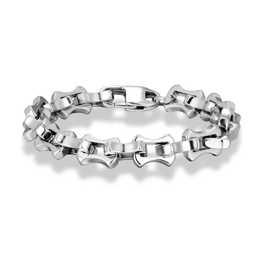 (23cm, Silver) Locomotive Vintage Oxidized Black Keel Chain Link Men Bracelet-image-OPC-PFSZPBY-NEW