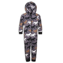 (6-8 Years, Grey Horse) Kids Camille Childrens Horse Print Onesie Pyjama Sets