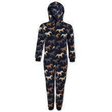 (6-8 Years, Navy Horse) Kids Camille Childrens Horse Print Onesie Pyjama Sets