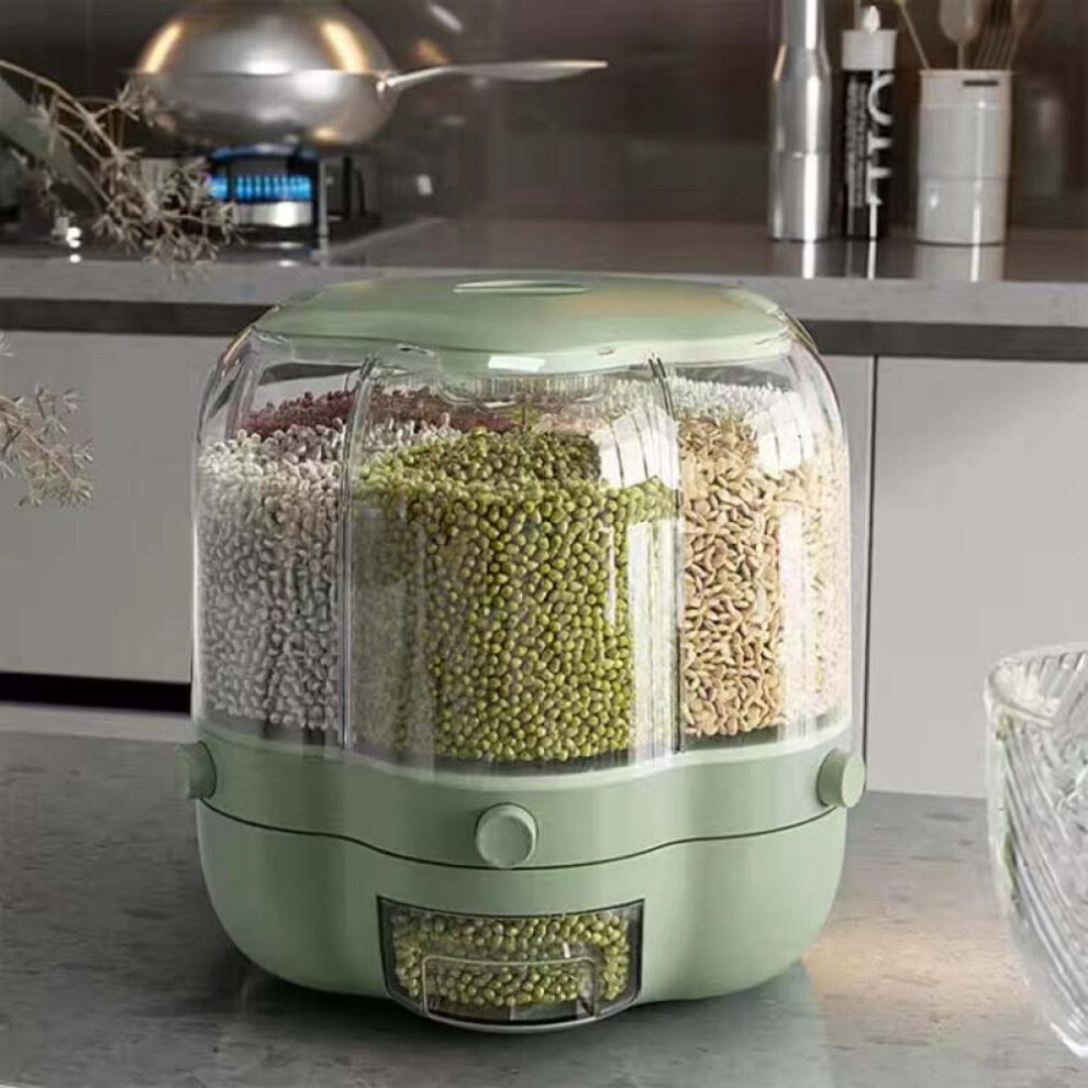 (light green, M-10KG) Food Dispensers Airtight Grain Food Storage Container Box 360  Degrees Rotary Sealed Rice Bucket Household Grain Storage Cereal Container Tank