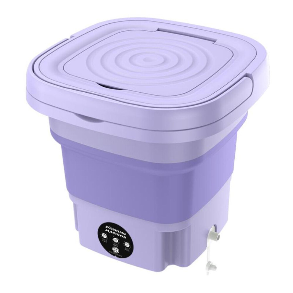 (purple, US  Plug) 8l Portable Foldable Washing Machine With Spin Dryer Automatic Mini Underwear Sock Washing Machine With Centrifuge