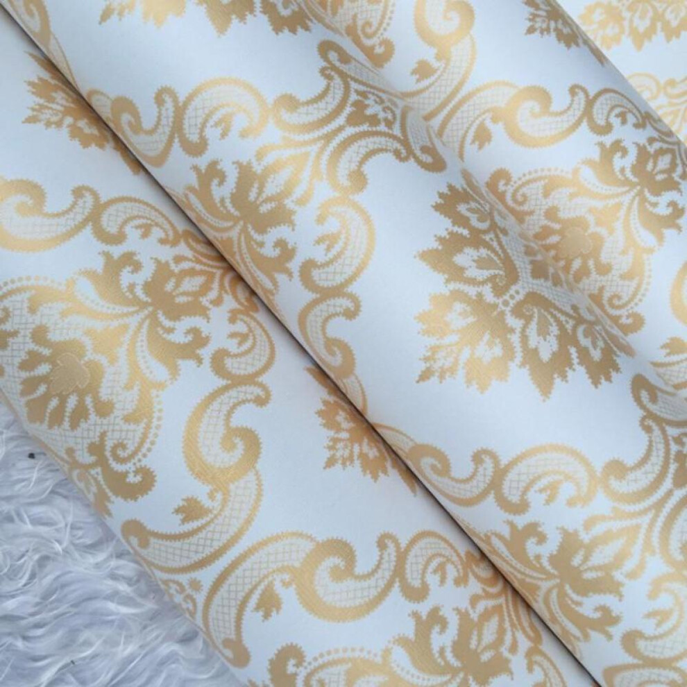 (as the picture, Gold 60cm*3m) 300cmx60cm Self Adhesive Pvc Waterproof Wallpaper Wall Stickers Floral Home Decor Living Room Bedroom