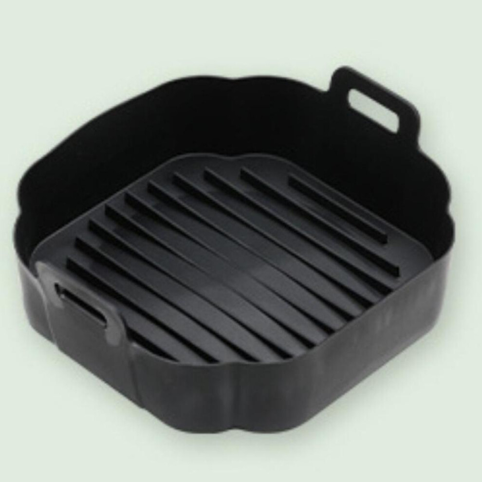 (black) Air Fryer Silicone Pot Square Silicone Mold Airfryer Oven Baking Tray Pizza Fried Chicken Mat Basket Reusable Kitchen Accessorie