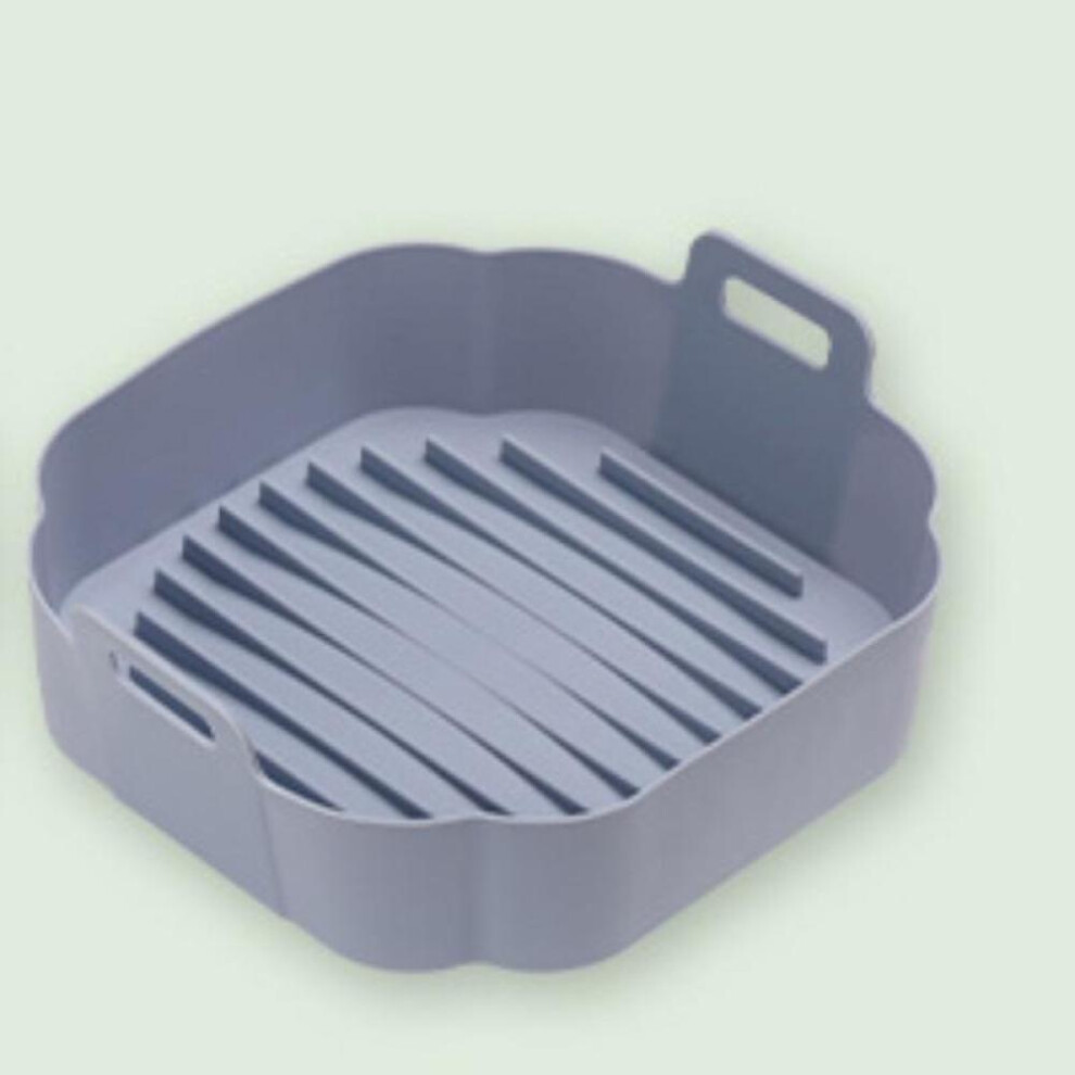 (gray) Air Fryer Silicone Pot Square Silicone Mold Airfryer Oven Baking Tray Pizza Fried Chicken Mat Basket Reusable Kitchen Accessorie
