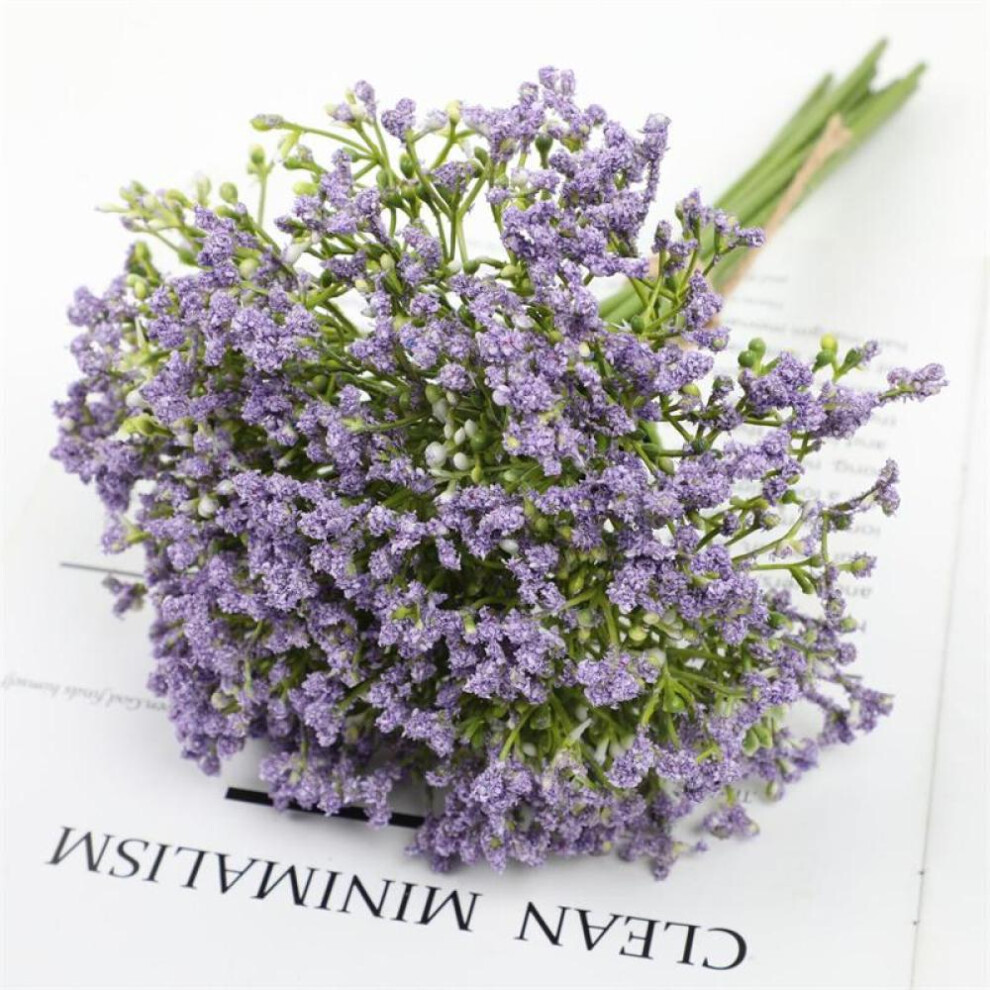 (purple) 12pcs White Artificial Gypsophila Flowers Wedding Bridal Floral Bouquets Baby Breath Fake Flower Home Decoration For Vase Table