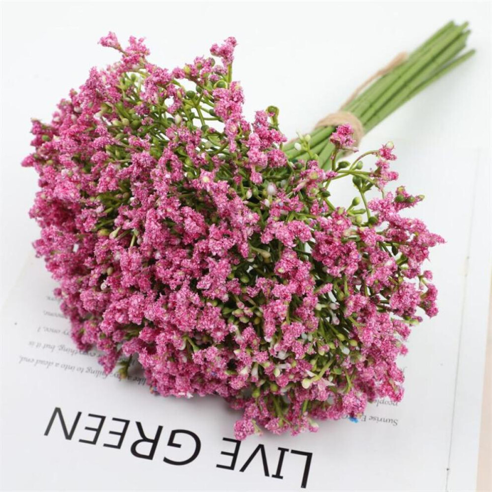 (pink) 12pcs White Artificial Gypsophila Flowers Wedding Bridal Floral Bouquets Baby Breath Fake Flower Home Decoration For Vase Table
