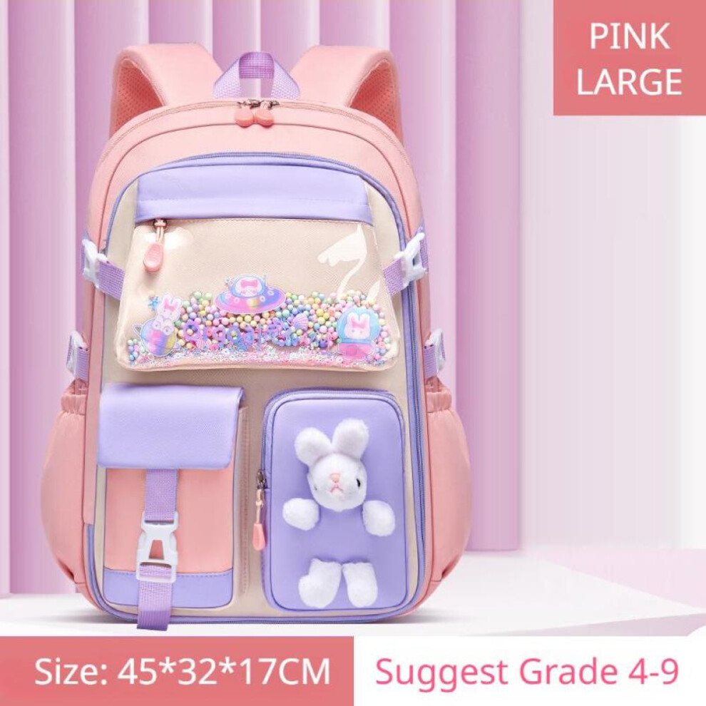 (pink, Large size) 2023 New Primary School Girl Schoolbag Spine Protect Lightweight Children Backpack Refrigerator Open Large Capacity Book Bag