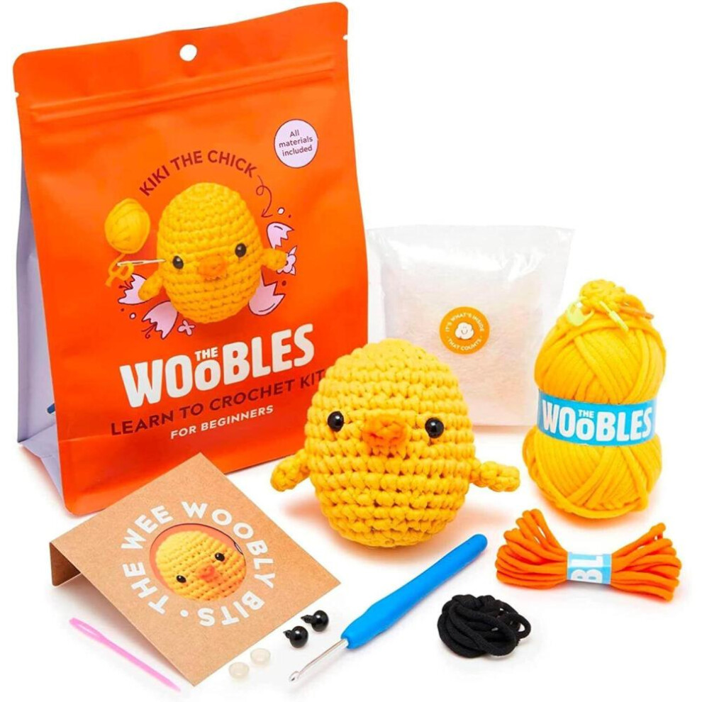 (Chick) Beginner Crochet Kit with Crochet Hooks Yarn Set DIY Crochet Stuffed Animal Kits