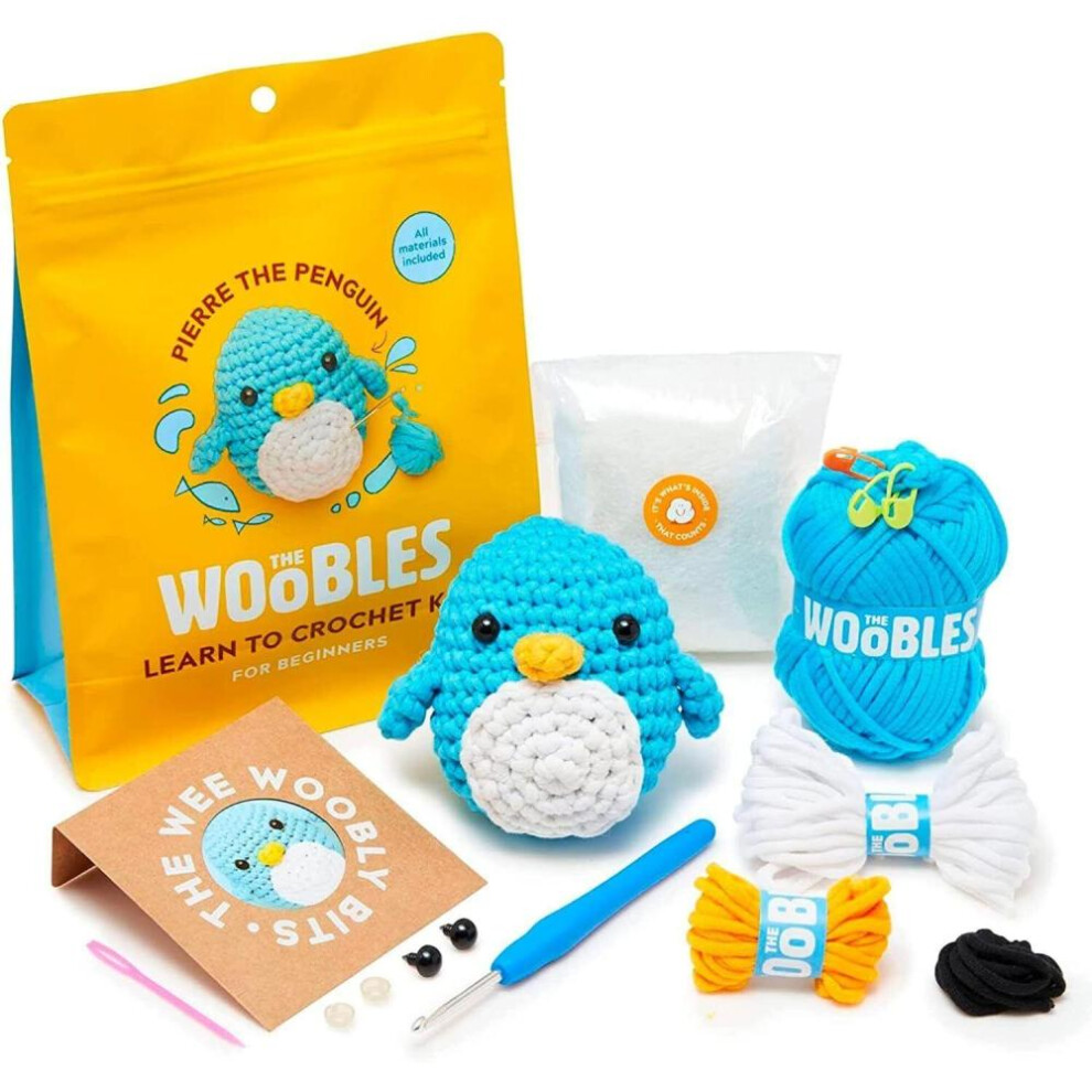 (Penguin) Beginner Crochet Kit with Crochet Hooks Yarn Set DIY Crochet Stuffed Animal Kits