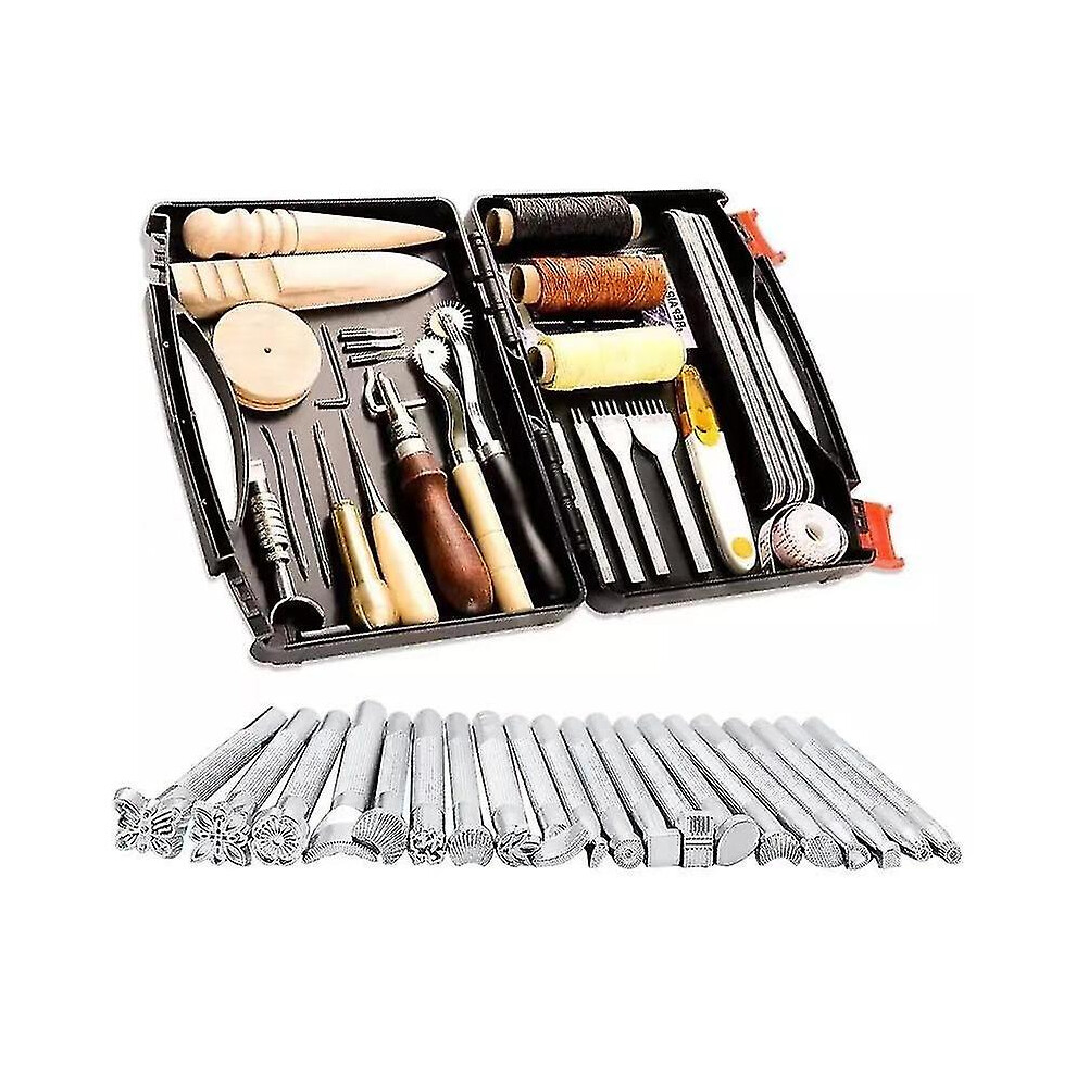 Leather Working Tools And Supplies With Tool Box Perfect For Stitching Punching Cutting Sewing Leat