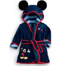 (5-6 Years, Navy Blue Mickey) Kids Boys Girls Hooded Bathrobe Mickey Minnie Dressing Gown Sleepwear Nightwear Pajamas