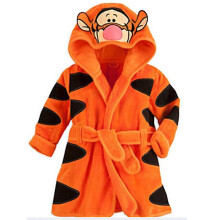 (3-4 Years, Yellow Tigger) Kids Boys Girls Hooded Bathrobe Mickey Minnie Dressing Gown Sleepwear Nightwear Pajamas