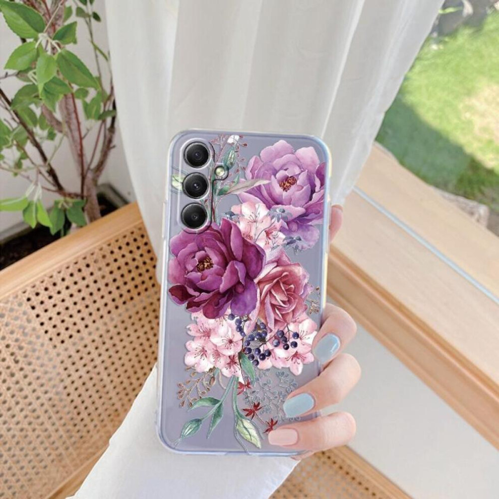 (as the picture, Samsung Galaxy A55 5G) Sunflowers Patterned Soft Transparent Silicone Phone Case For Samsung Galaxy A55 A54 A34 For Samsung S24 S23 U