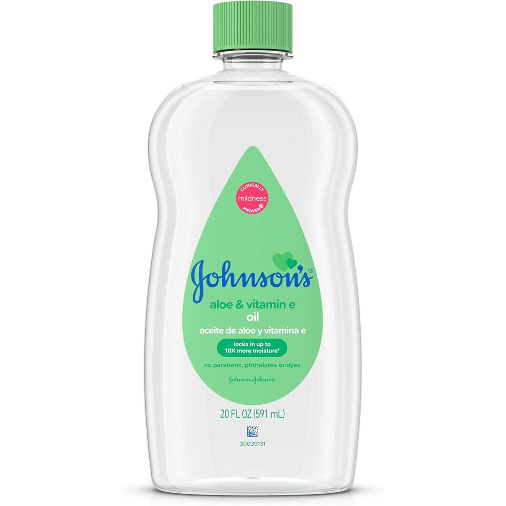 Johnson's Baby Oil With Aloe Vera & Vitamin E For Dry Skin - 20Fl.Oz