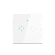 (white, 2 Gang) Smart Wifi Touch Switch No Neutral Wire Required Smart Home 1/2/3 Gang Light Switch 220V EU Standard Support Alexa Tuya App Remote Control