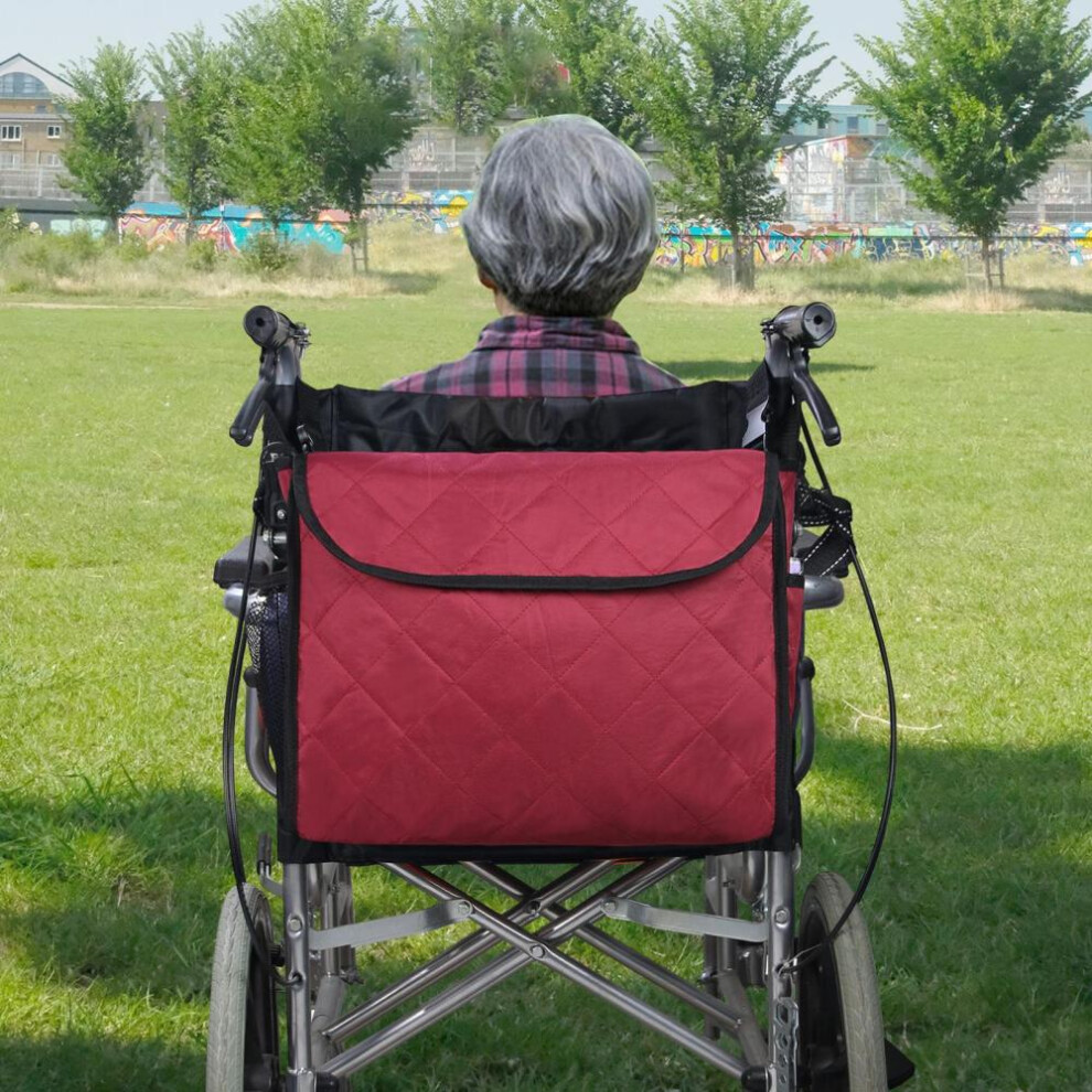 (burgundy) Wheelchair Bag Storage Pouch Tote For Travel Rollator Seniors