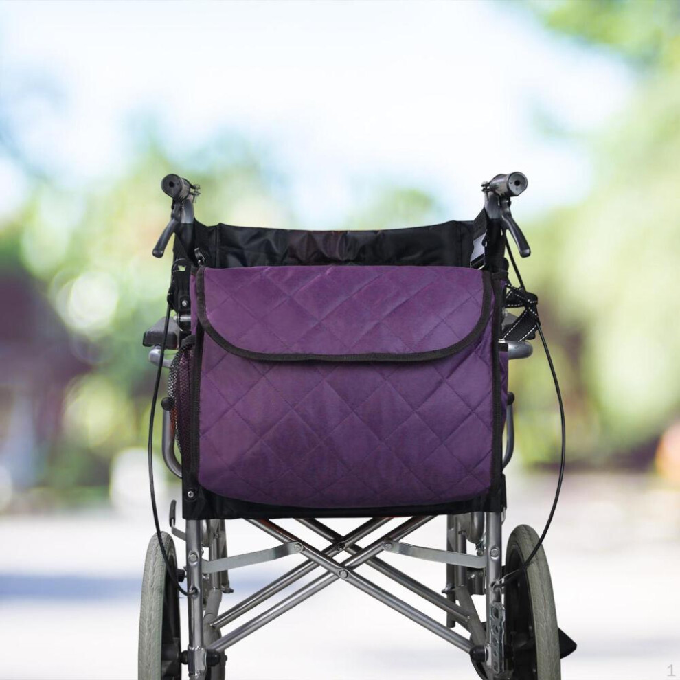 (purple) Wheelchair Bag Storage Pouch Tote For Travel Rollator Seniors