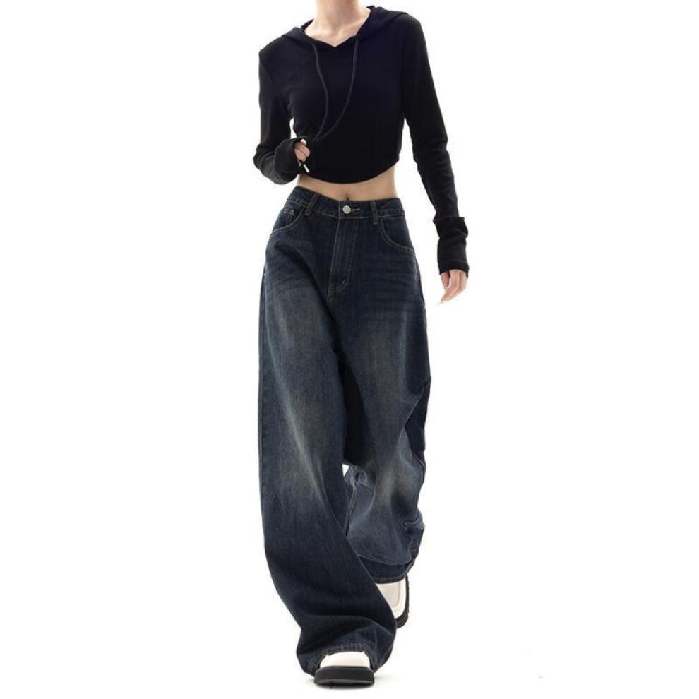 (blue, XL) Women Oversized Grunge Streetwear Y2k  Vintage Wide Leg Jeans Harajuku Baggy Denim Trousers  Autumn Pants Korean Fashion
