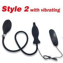 (black, Style-2 with vibrating) Inflatable Anal Plug Expandable Dildo Pump Butt Plug Anal Dilator Prostate Massage Anus Extender Dilatador Adult Sex Toys
