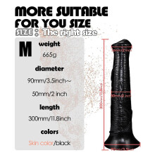 (black, M) Horse Dildo Anal Plug Soft Penis Anal Dilator with Suction Cup Phallus Butt Plug Stimulate Vagina Anus Dick Sex Toys
