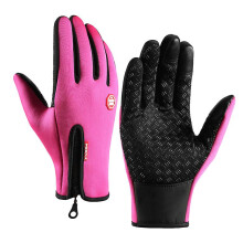 (Pink, M) Winter Thermal Gloves Touch Screen Waterproof Non-slip Cycling Wind Proof Unisex