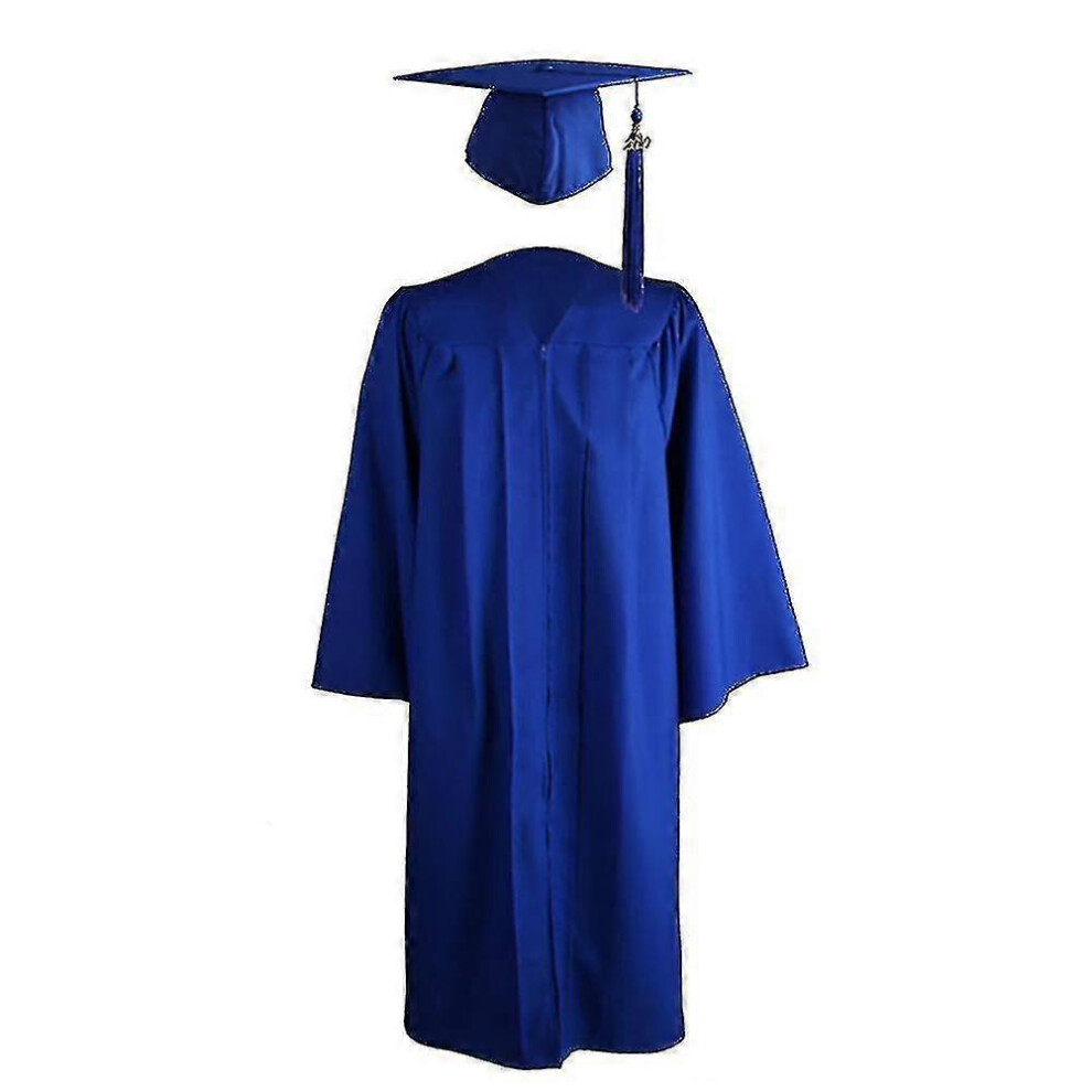 (M, Sapphire Blue) 2025Adult Zip Closure University Academic Graduation Gown Robe Mortarboard Cap-image-OPC-PFSZYT8-NEW