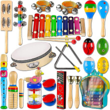 Toddler Musical Instruments,wooden Percussion Instruments Toy For Kids Baby Preschool Educational Musical Toys Set For Boys And Girls With Storage Bag