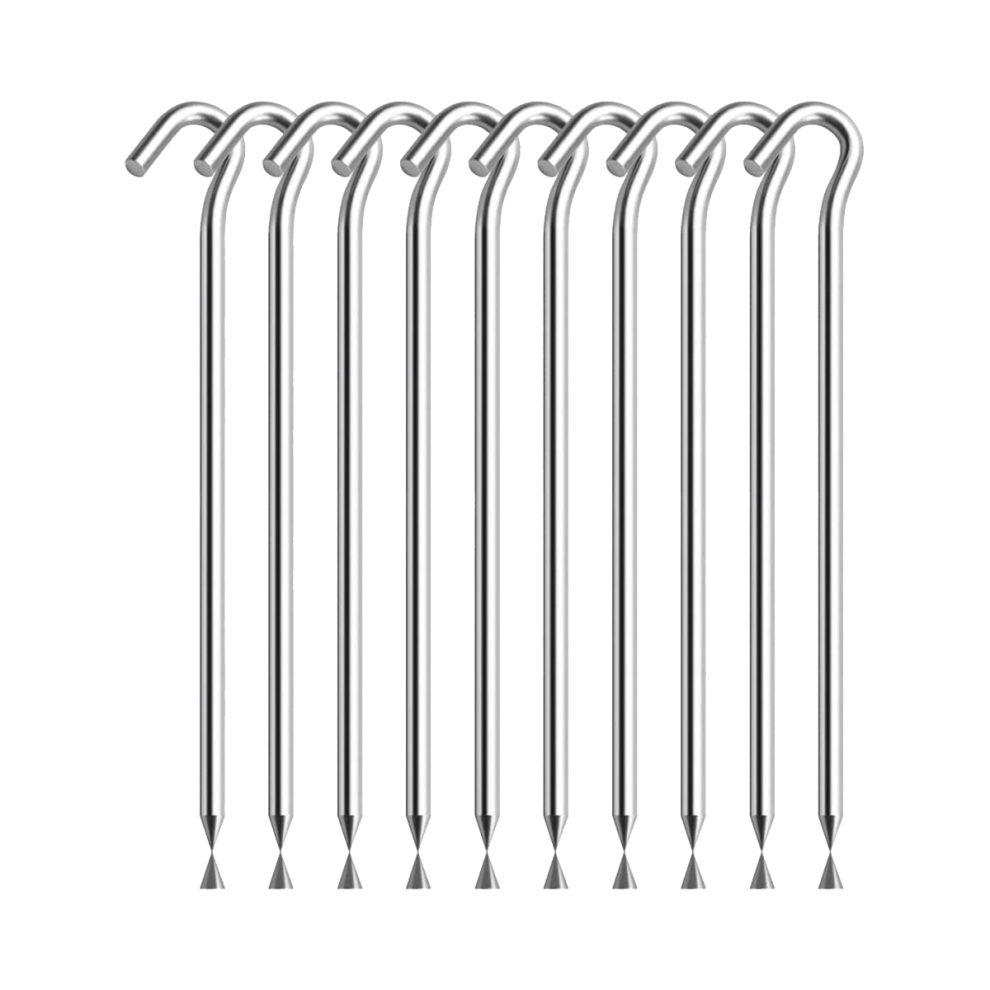 Lot de 10 piquets de tente avec crochets, piquets de tente de camping pour voyage en plein air, piquets de sol pour camping en plein air