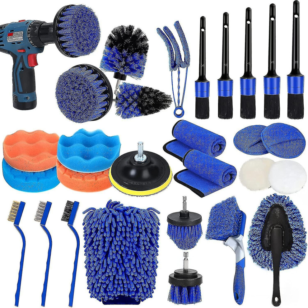 30Pcs Car Detailing Brush Set, Car Detailing Brushes Kit, Auto Detailing Drill Brush Set, Car Buffing Sponge Pads Kit,Car Cleaning Tools Kit,Car Acces 7364071060312