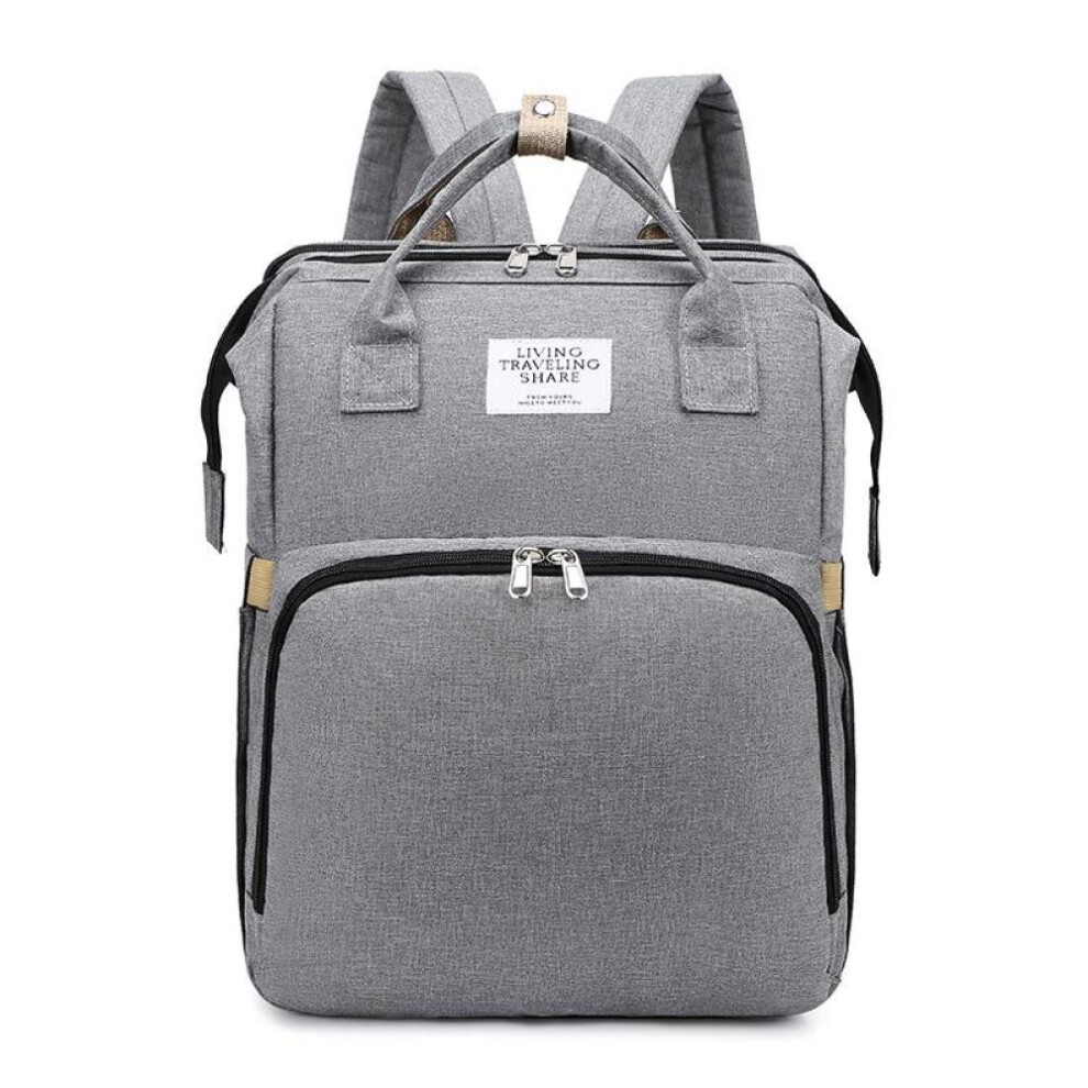 (Mommy bag, grey) New Travel Bassinet Foldable Baby Bed With Insulated Pocket, 3 In 1 Diaper Bag Backpack With Changing Station, Baby Bag Portable Crib