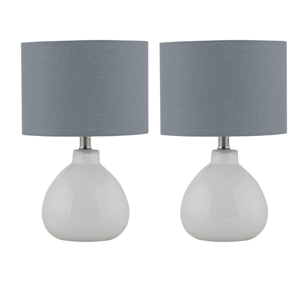 Set of 2 Tuscan - White Ceramic Lamps with Grey Shade-image-OPC-PFSZZXP-NEW