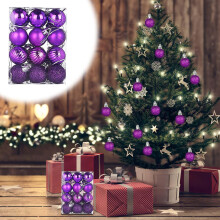 Christmas Decorations 30mm Christmas Xmas Tree Ball Bauble Hanging Home Party Ornament Decor Purple 24pc Clearance