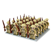 (24 British Army Minifigures) 24 pcs Mini Figures US/Germany/British/Army WWII Building Blocks Educational Toys