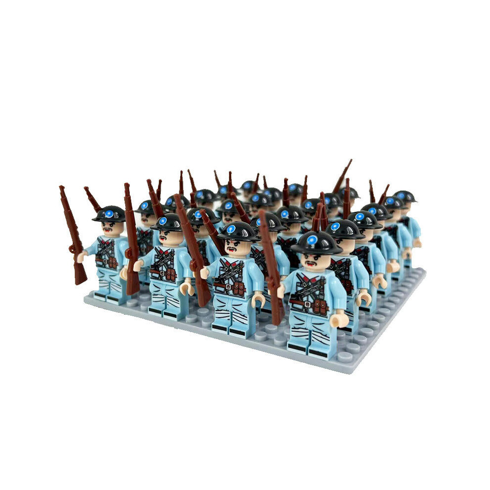 Photos - Action Figures / Transformers  24 pcs Mini Figures US/Germany/British/Army WWII Building Blocks Educational Toys(24 Blue KMT troops)