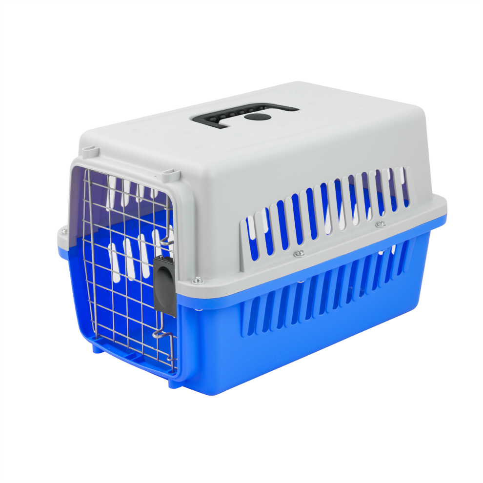 (Small Blue) KCT Portable Plastic Pet Carrier Cat Dog Puppy Cages Crates Transport Box